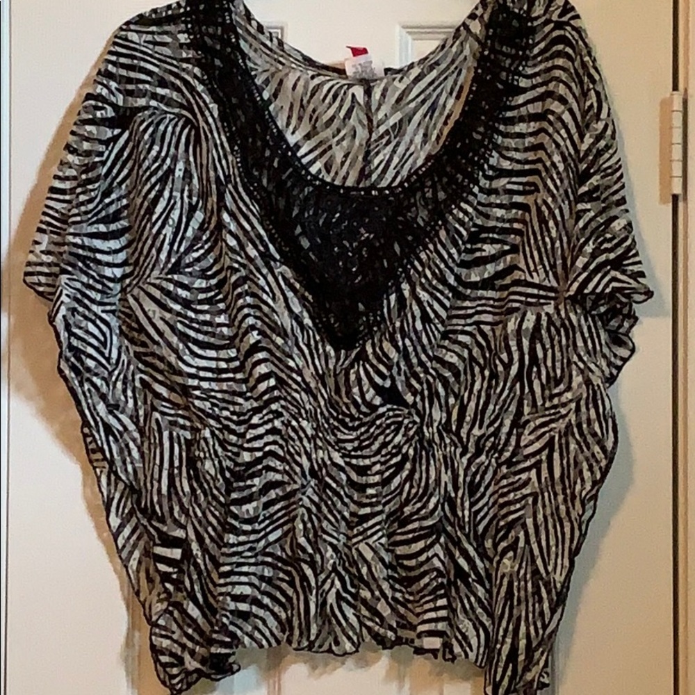 Zebra Lace Overlay Top